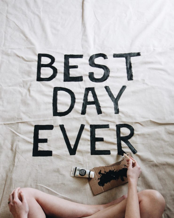 best day ever wedding tapestry sign