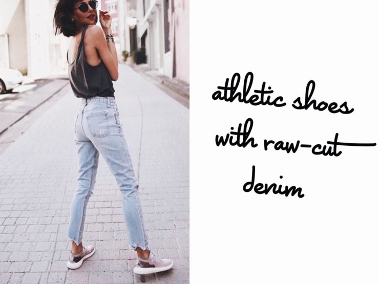 athletic shoes with denim