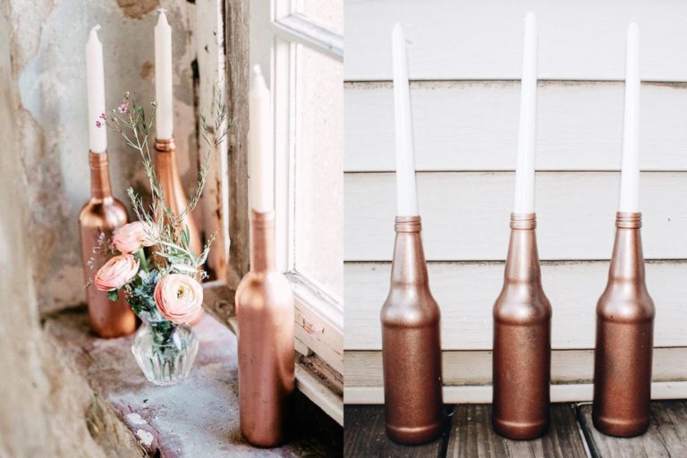 Wedding DIY: Copper Bottle Candle Holders